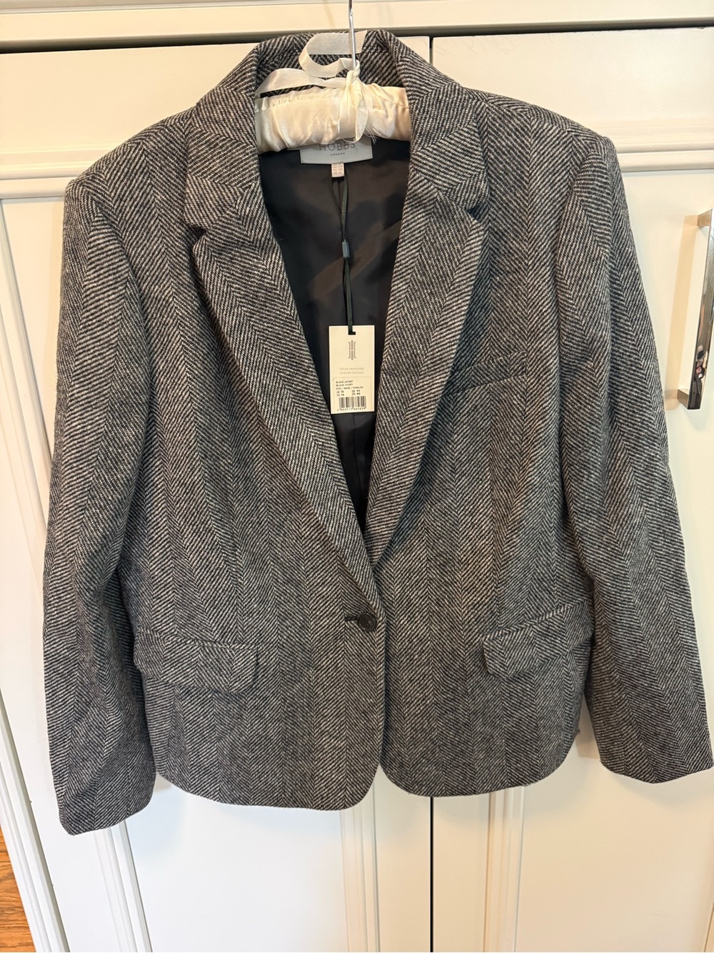 Hobbs London 100% Blake Wool Herringbone Tweed Blazer NWT